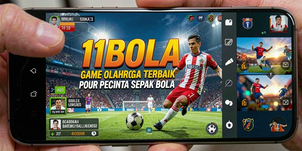 Screenshot gameplay 11BOLA menampilkan aksi seru di lapangan sepak bola.