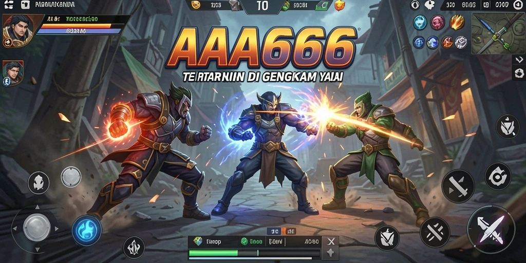Tangkapan layar gameplay AA666 menampilkan pertarungan seru dengan karakter yang beraksi.