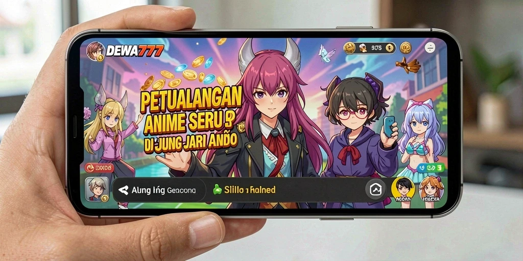 Tampilan gameplay DEWA777 yang menampilkan karakter anime beraksi.