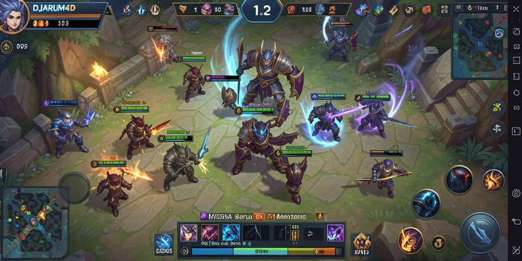 Screenshot gameplay DJARUM4D menampilkan aksi menegangkan di arena MOBA.