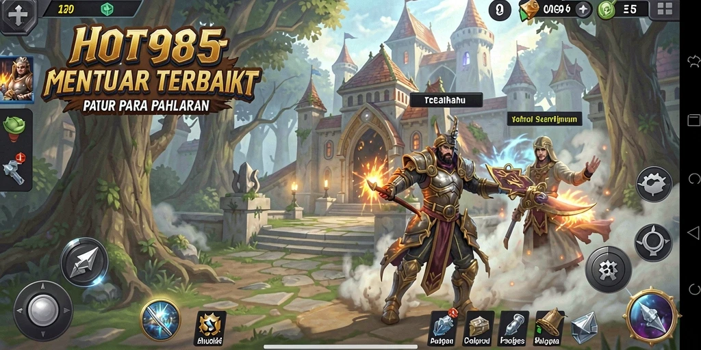Screenshot utama HOT985 menampilkan aksi menara pertahanan yang mendebarkan.