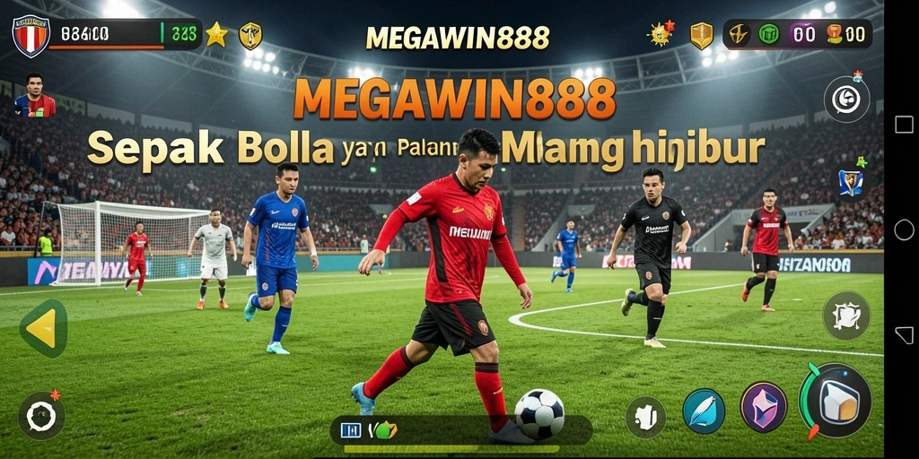 Tampilan gameplay mendebarkan dari game sepak bola MEGAWIN888.