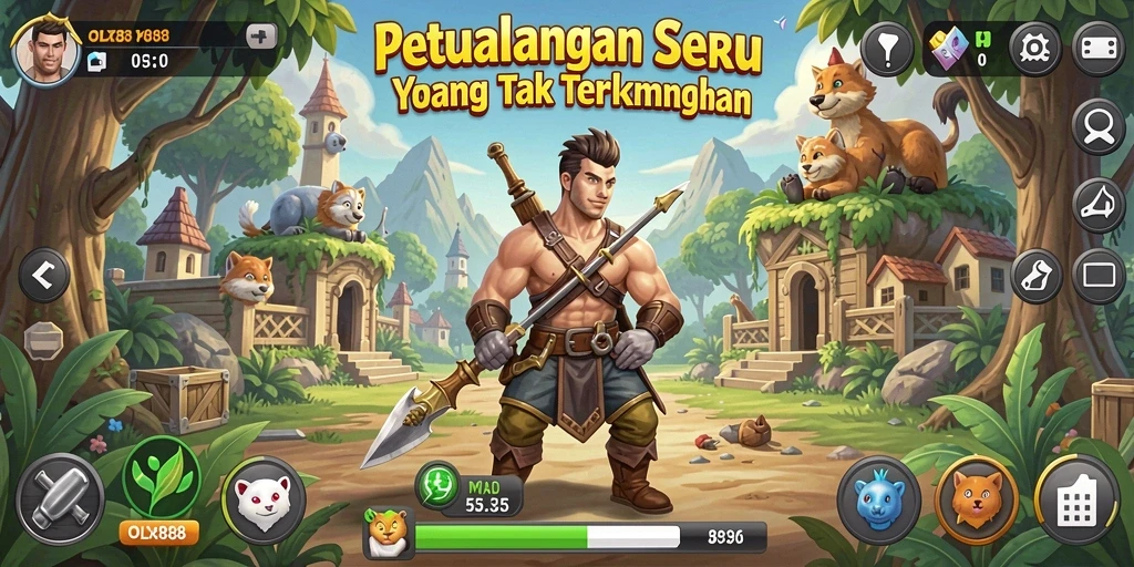 Screenshot gameplay OLX888 menampilkan aksi petualangan yang seru.