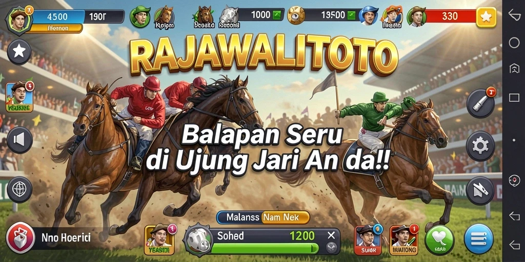 Tampilan gameplay menegangkan dari RAJAWALITOTO saat balapan.