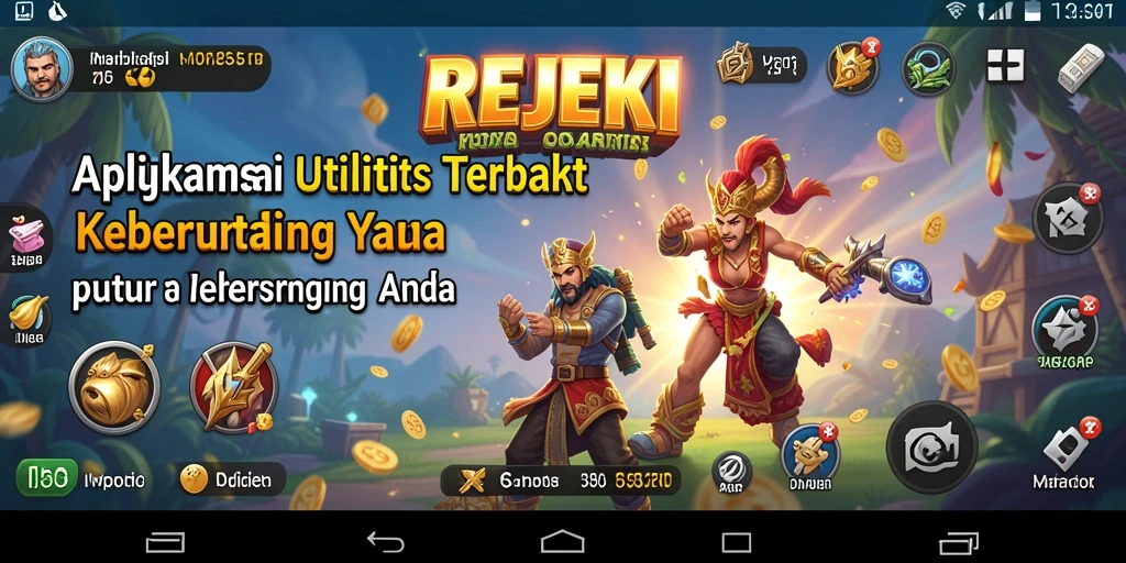 Tampilan utama aplikasi REJEKI dengan fitur keberuntungan.