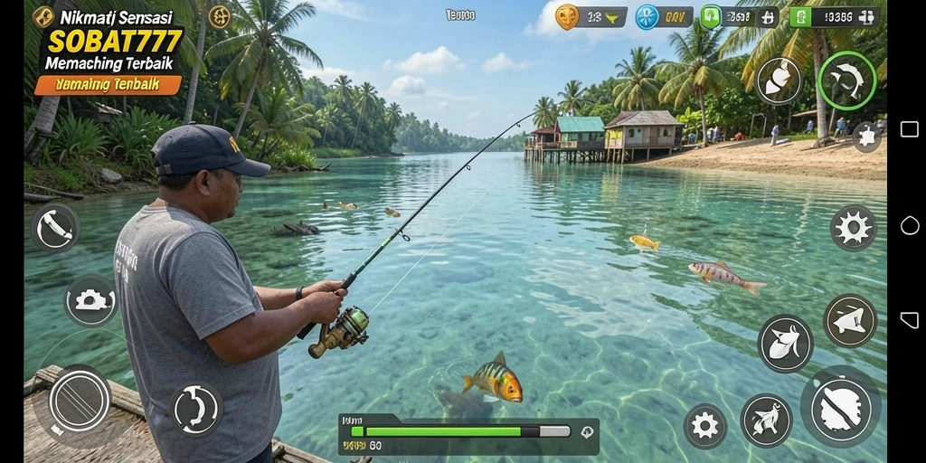 Tampilan gameplay SOBAT777 yang menampilkan aksi memancing seru.