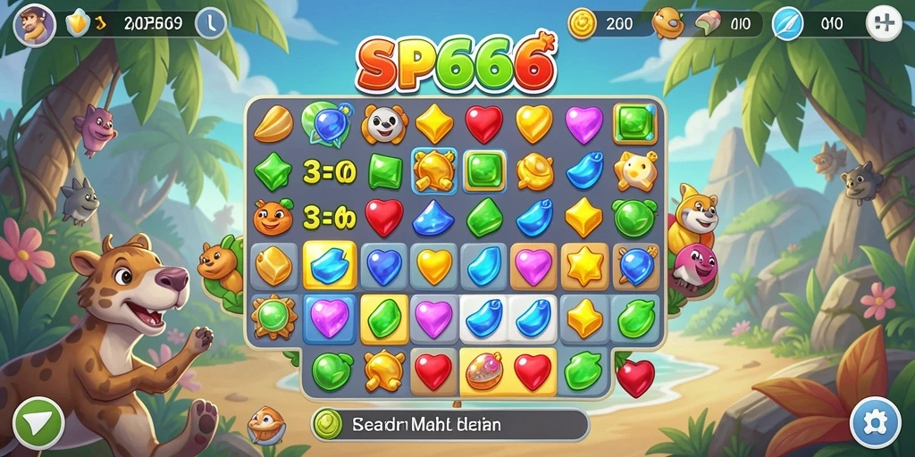 Screenshot gameplay SP666 menampilkan kombinasi seru buah berwarna.